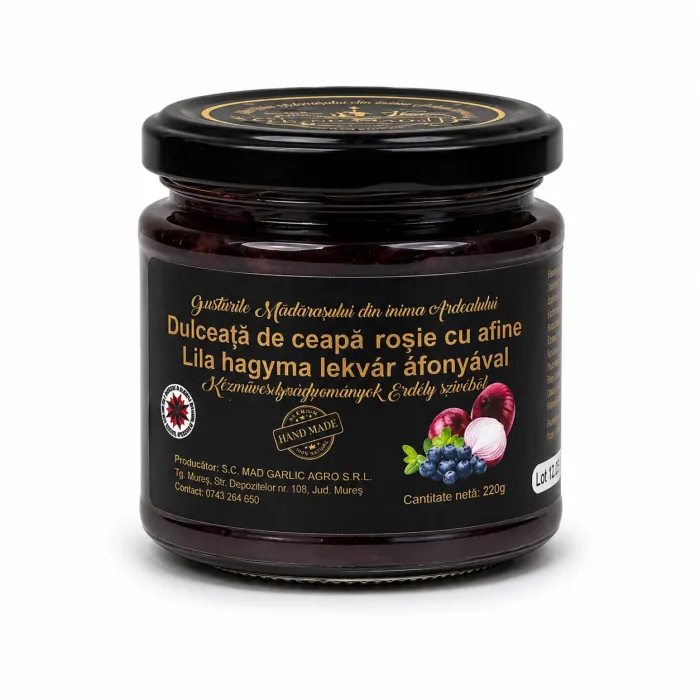 Lilahagyma lekvár áfonyával 220g