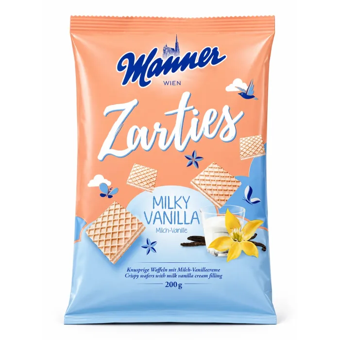 Manner Zarties tejes-vaníliás ostya 200g