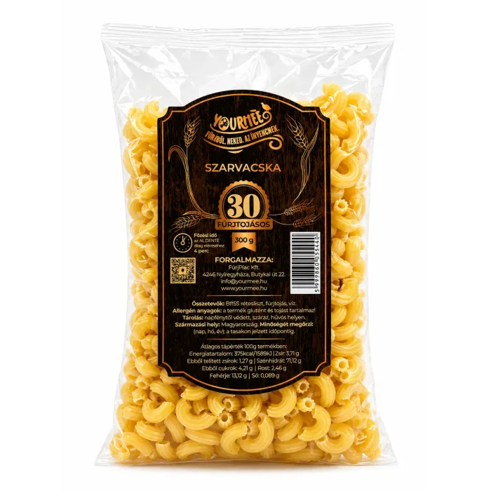 Yourméé fürjtojásos száraztészta szarvacska 300g